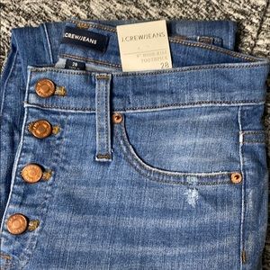 J Crew NEW 9” high rise Toothpick jeans button fly